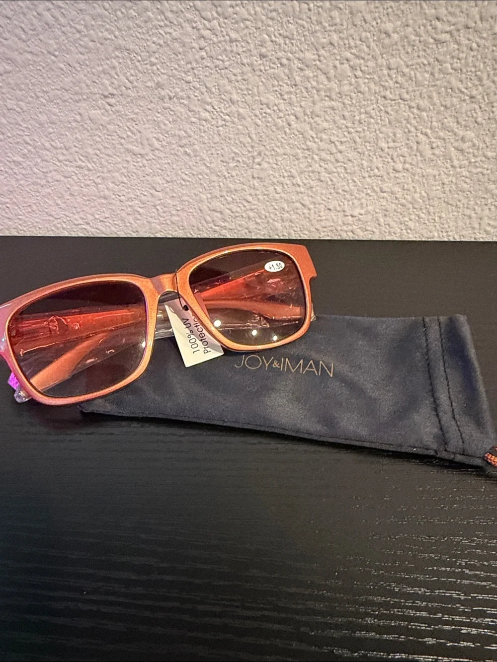 Joy & Iman +1.50 Orange Coral Sunglasses with cloth bag